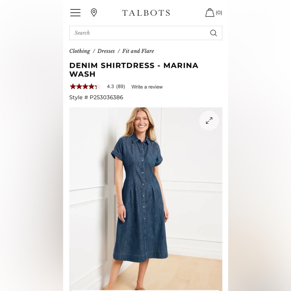 Talbots Denim Marina Wash Midi Dress